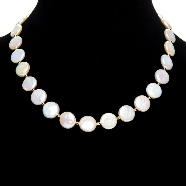 18k Gold Coin Pearl Necklace