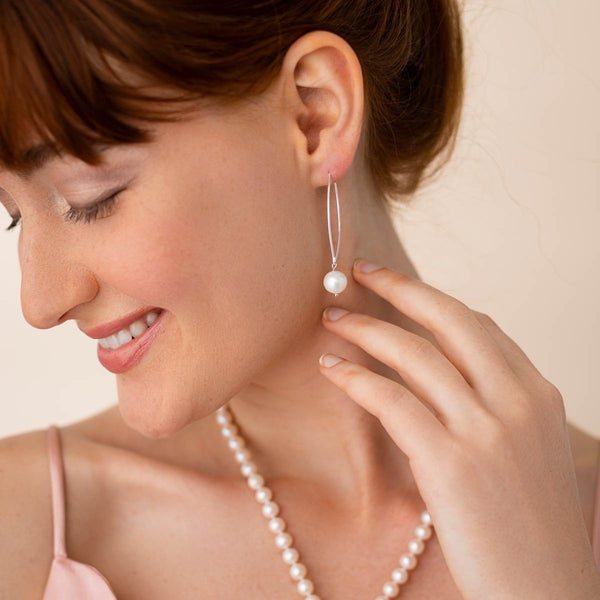 Linton Jewelry Silver Drop Pearl Earrings