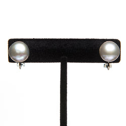 Grey Pearl Clip On Earrings