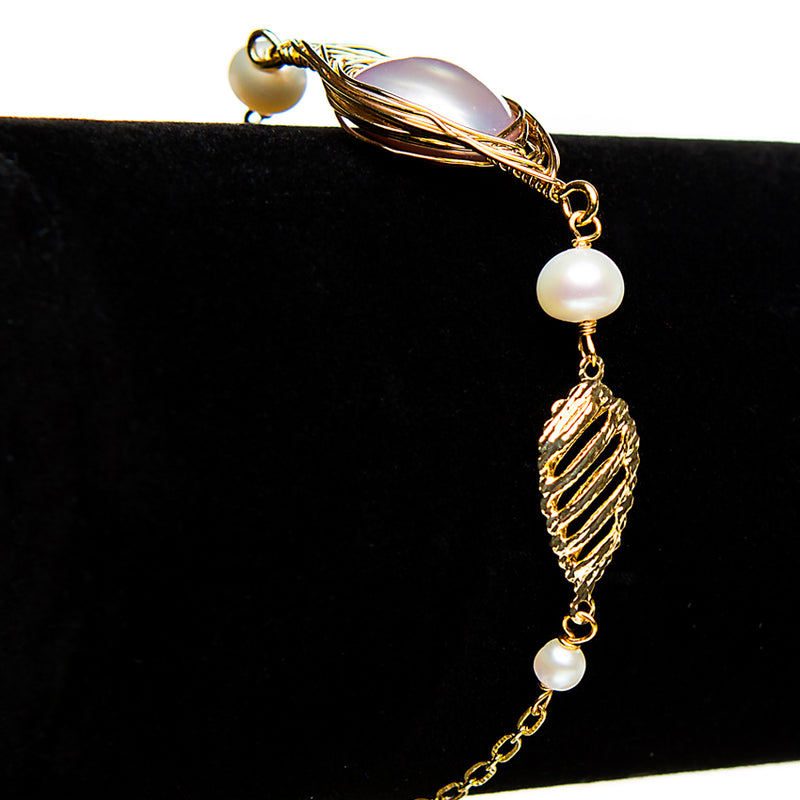Wrapped Pearl Chain Bracelet