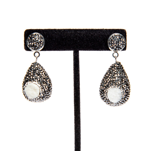 Pave Earrings with Pearls