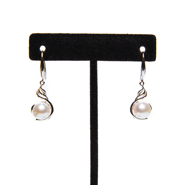 Pearl Drop Scroll Earrings