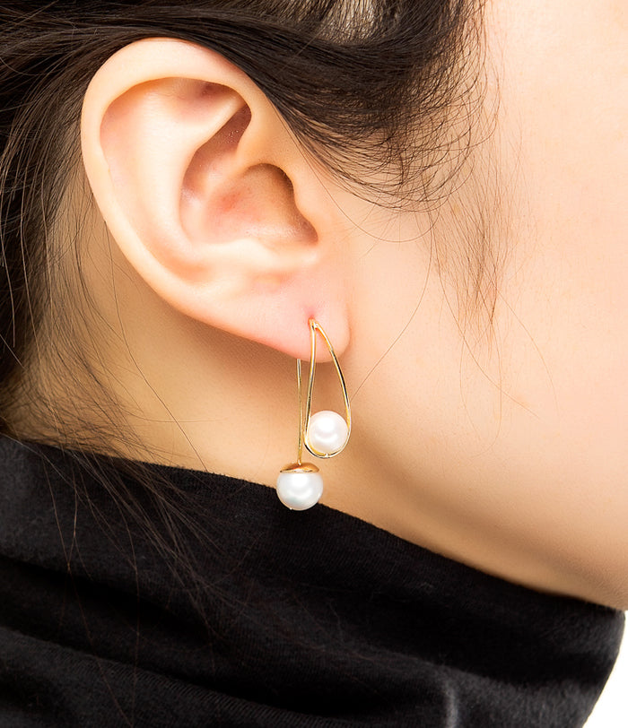 18K Gold Double Pearl Earrings | Linton Jewelry