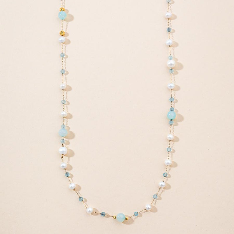 Linton Jewelry Aquamarine and Pearls Necklace