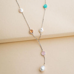 Linton Jewelry Gemstones and Pearls Necklace Sterling Silver