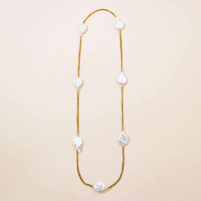 Long Pearl Necklace and Earring Kemp Stone Temple Indian Jewelry
