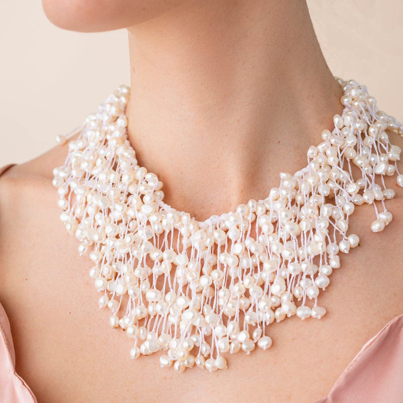 Pearl Choker Necklace Handwoven | MelJoy Creations Jewelry
