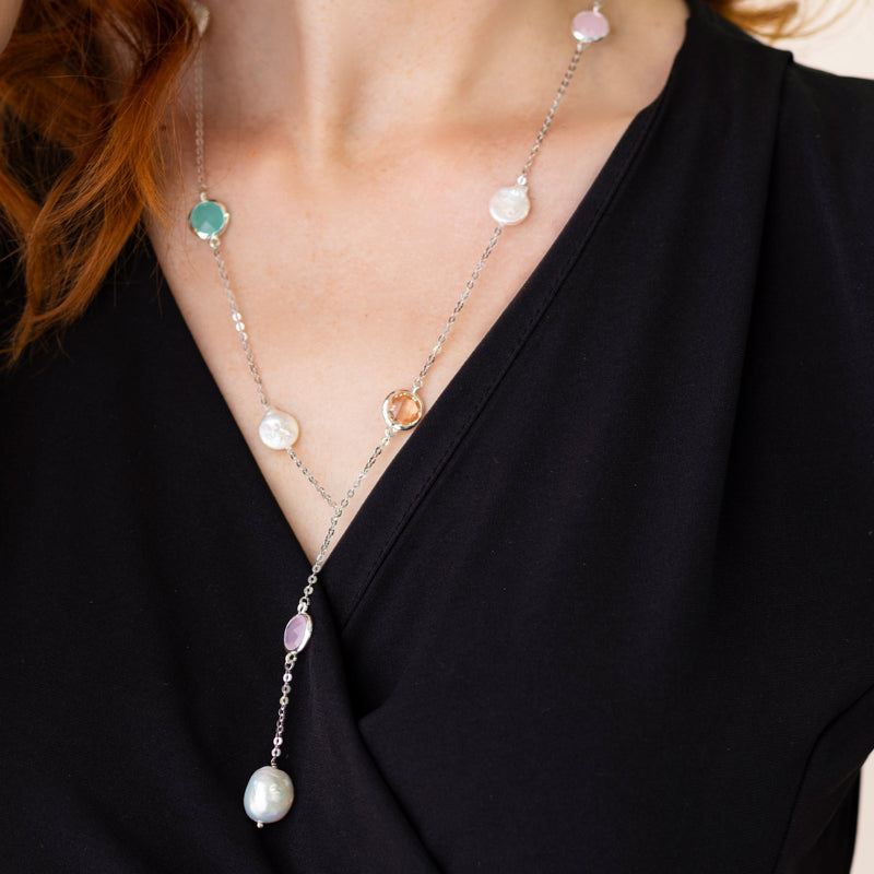 Pearl and Gemstone Necklace Sterling Silver | Linton Jewelry